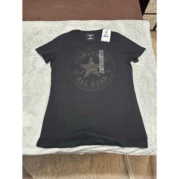Converse Tops - NEW Converse Black/Black Glitter LogoT-Shirt Size: Womens XL